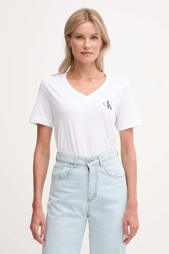 Βαμβακερό μπλουζάκι Calvin Klein Jeans 2-pack LV047C906G πορτοκαλί AW25