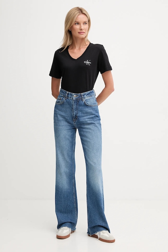 Calvin Klein Jeans pamut póló 2 db LV047C906G fekete AW25