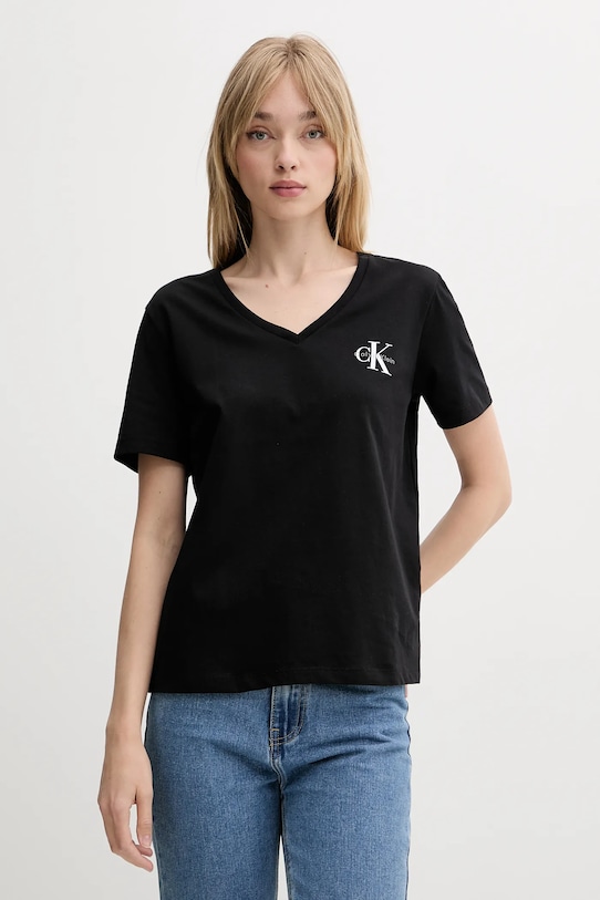 Bavlnené tričko Calvin Klein Jeans 2-pak LV047C906G čierna AW25
