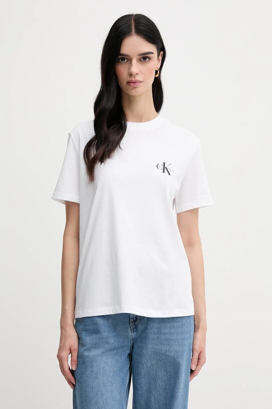 Calvin Klein Jeans t-shirt bawełniany nadruk biały LV047C905G