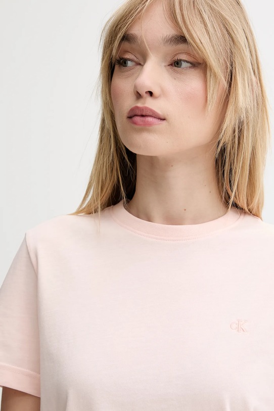 Ρούχα Βαμβακερό μπλουζάκι Calvin Klein Jeans LV047B224G μπεζ