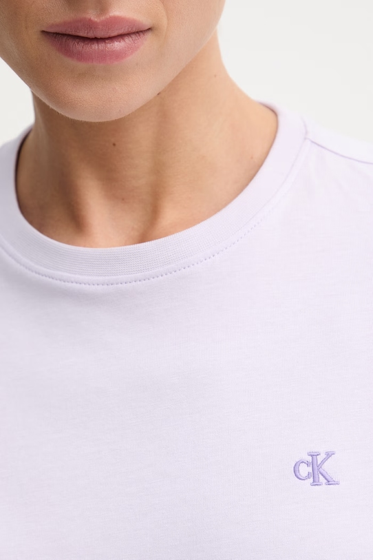 Calvin Klein Jeans t-shirt basic damski bawełniany LV047B224G fioletowy