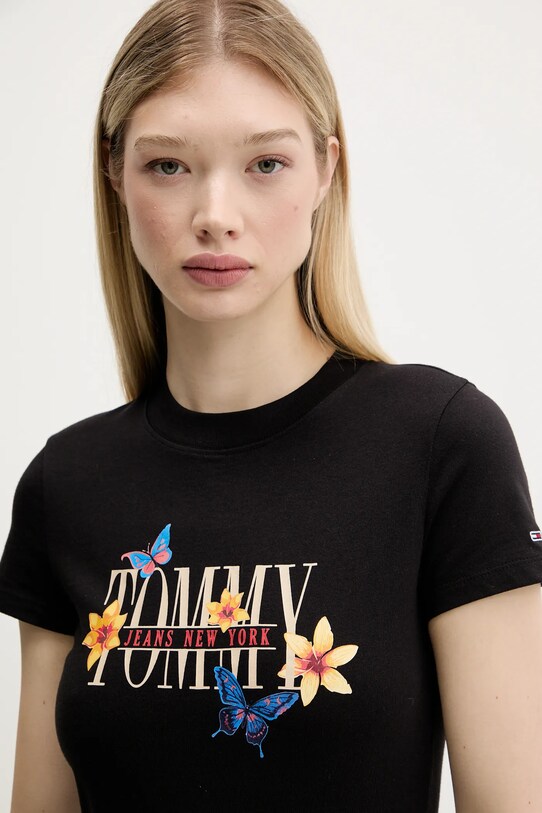 Bavlnené tričko Tommy Jeans čierna DW0DW21340
