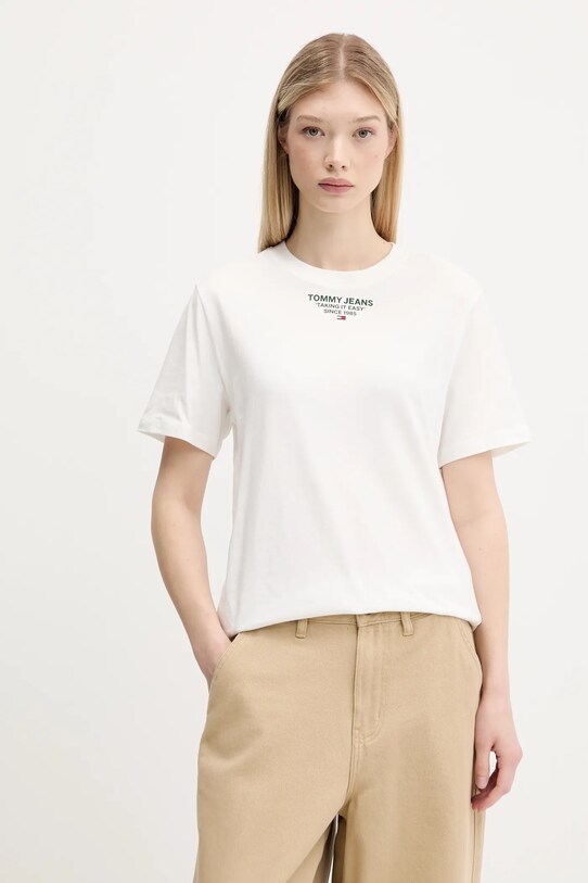 Oblečenie Bavlnené tričko Tommy Jeans DW0DW21341 biela