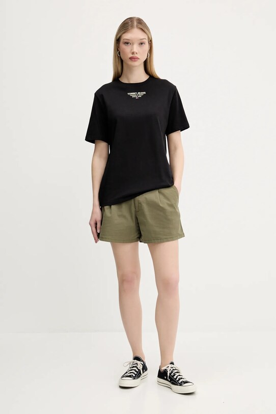 Бавовняна футболка Tommy Jeans DW0DW21341 чорний AW25