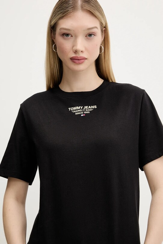 Бавовняна футболка Tommy Jeans чорний DW0DW21341