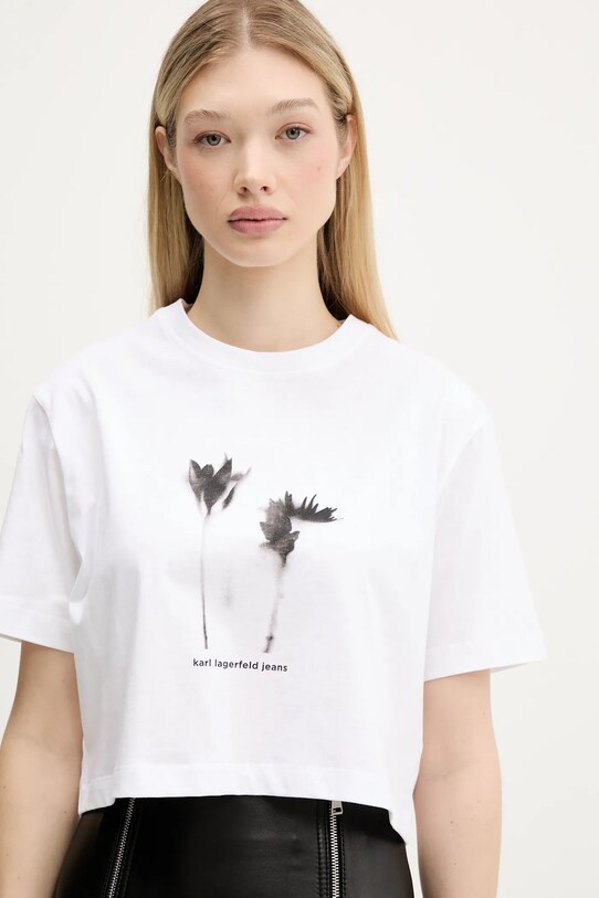 Karl Lagerfeld Jeans tricou din bumbac alb A3W17040