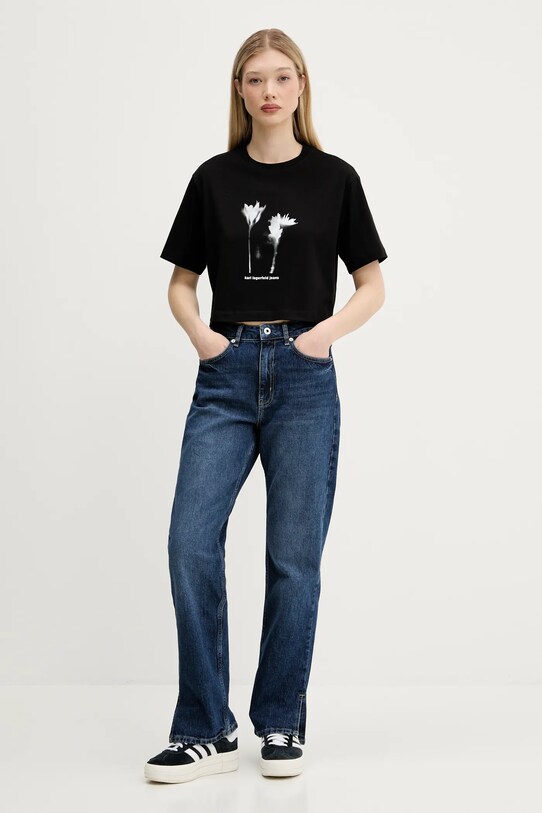Karl Lagerfeld Jeans tricou din bumbac negru A3W17040