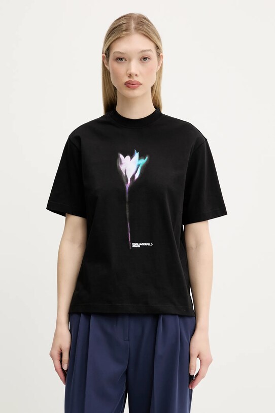 Karl Lagerfeld Jeans tricou din bumbac print negru A3W17041