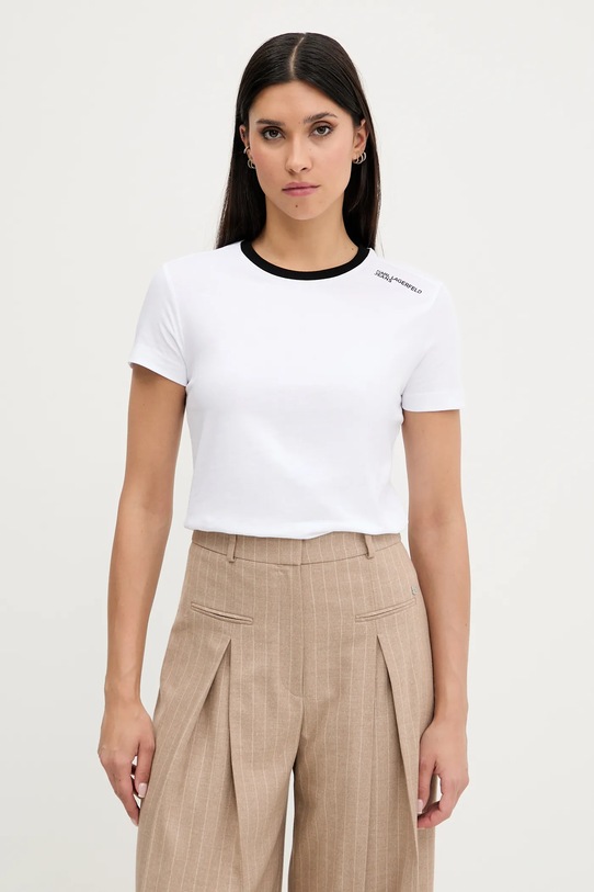 Karl Lagerfeld Jeans tricou din bumbac imprimeu alb A3W17051