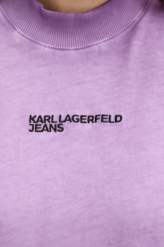 Βαμβακερό μπλουζάκι Karl Lagerfeld Jeans A3W17052 μωβ