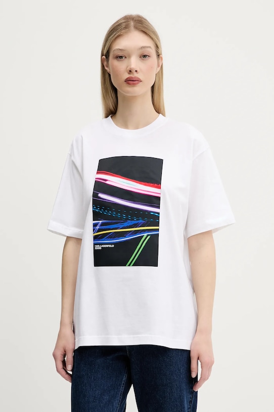 Karl Lagerfeld Jeans t-shirt bawełniany nadruk biały A3W17055