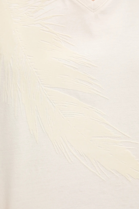 Bavlněné tričko BOSS 50545673 béžová