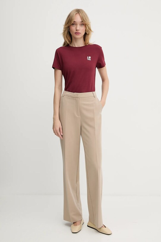 BOSS Orange pamut póló 50545288 burgundia AW25