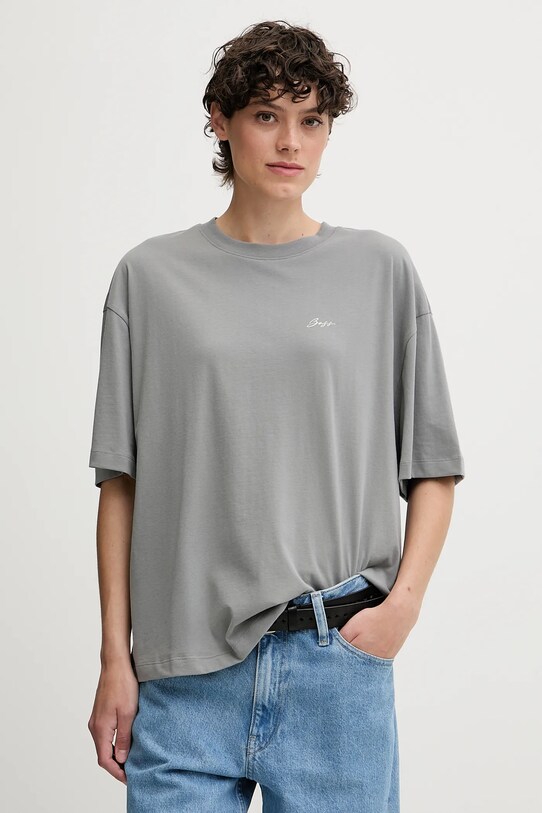 BOSS Orange tricou din bumbac print gri 50545498