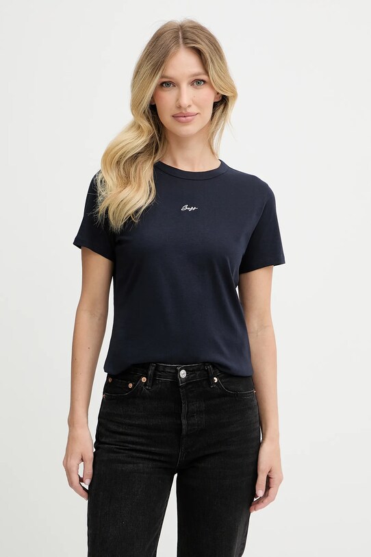 BOSS Orange tricou din bumbac uni bleumarin 50547547
