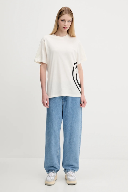 Hugo Blue tricou din bumbac 50545053 bej AW25