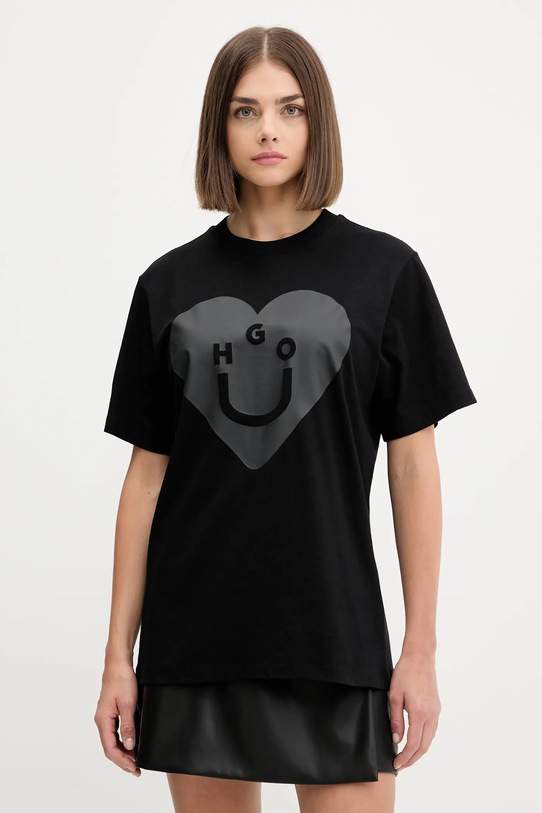Hugo Blue t-shirt bawełniany nadruk czarny 50545053
