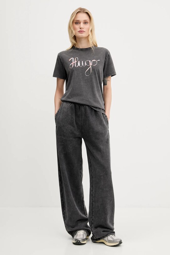 HUGO pamut póló 50544868 szürke AW25