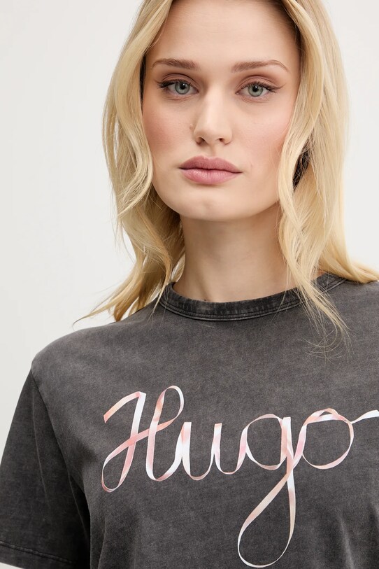 HUGO pamut póló szürke 50544868