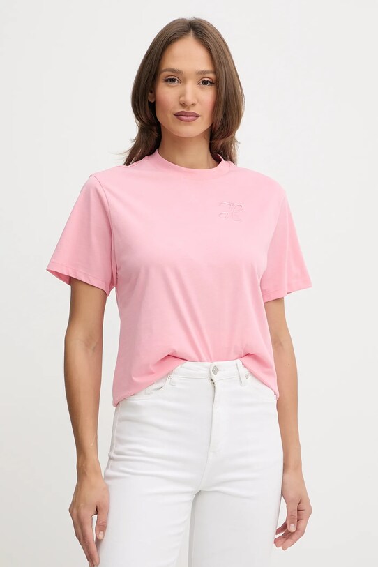 Βαμβακερό μπλουζάκι HUGO βαμβάκι ροζ 50550901