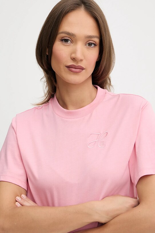 Ρούχα Βαμβακερό μπλουζάκι HUGO 50550901 ροζ