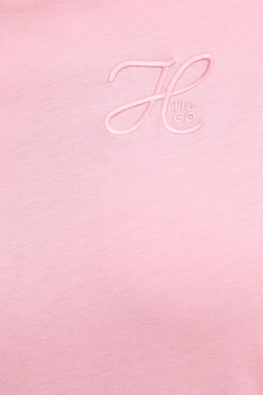 Βαμβακερό μπλουζάκι HUGO ροζ 50550901