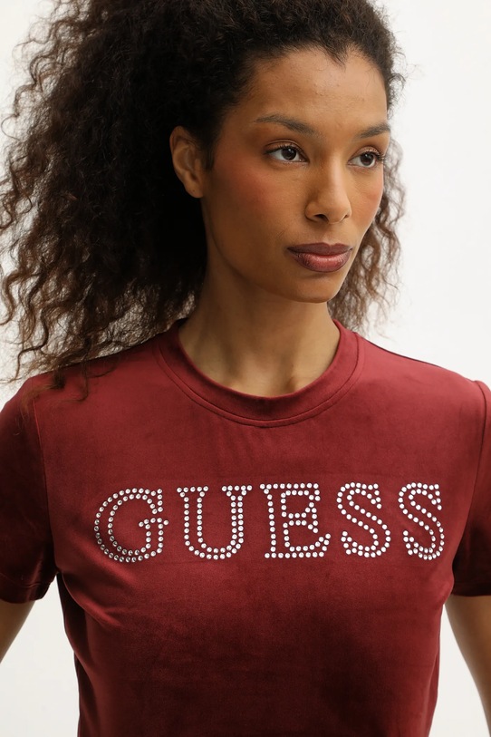 Guess t-shirt dziecięcy COUTURE bordowy V3BI01.K0232