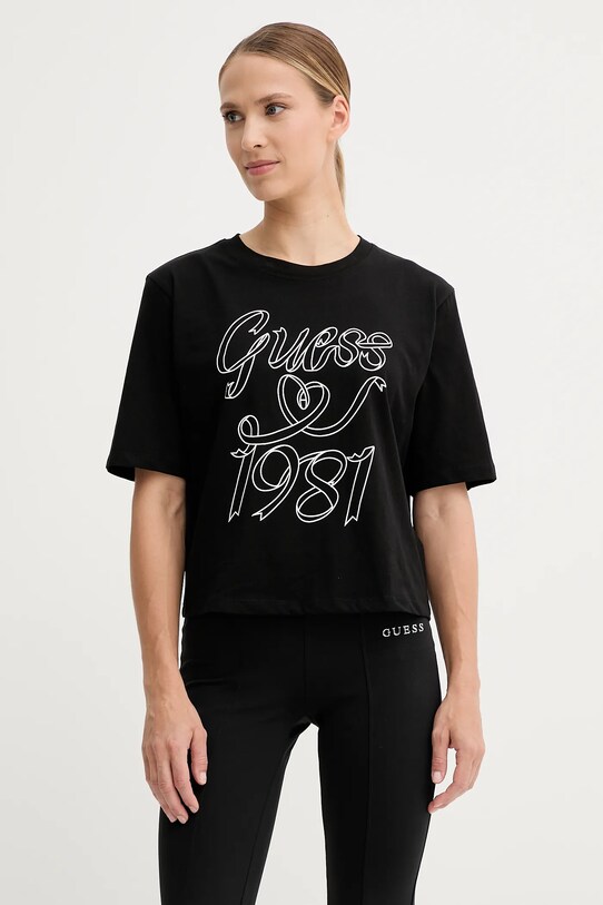 Guess t-shirt bawełniany MISTY czarny V5RI11.K8HM0