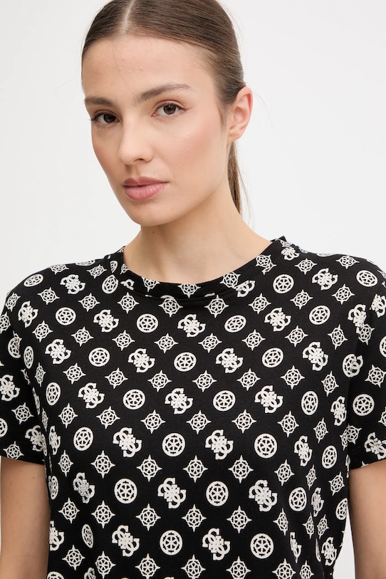 Guess t-shirt bawełniany PEONY czarny V5YI04.I3Z14