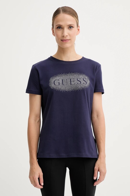 Guess t-shirt bawełniany INGRID regular granatowy V5YI08.J1314