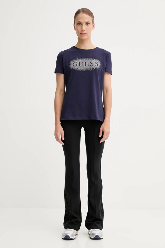 Guess t-shirt bawełniany INGRID V5YI08.J1314 granatowy AW25