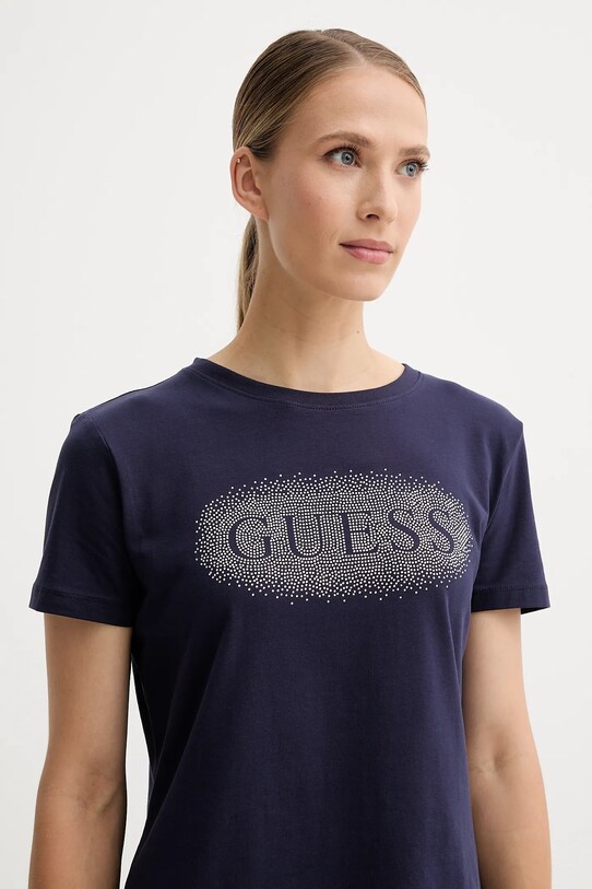 Guess t-shirt bawełniany INGRID granatowy V5YI08.J1314