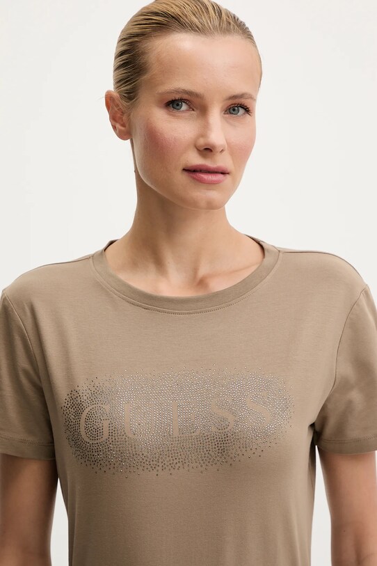 Guess t-shirt bawełniany INGRID beżowy V5YI08.J1314