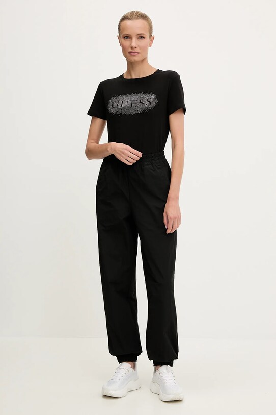 Бавовняна футболка Guess INGRID V5YI08.J1314 чорний AW25