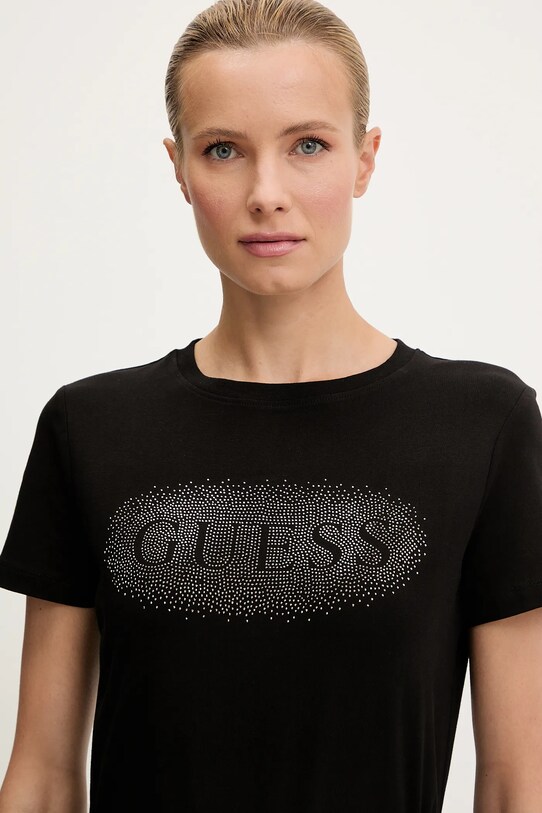 Бавовняна футболка Guess INGRID чорний V5YI08.J1314