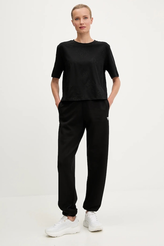 Βαμβακερό μπλουζάκι Guess PEONY V5YI10.I3Z14 μαύρο AW25
