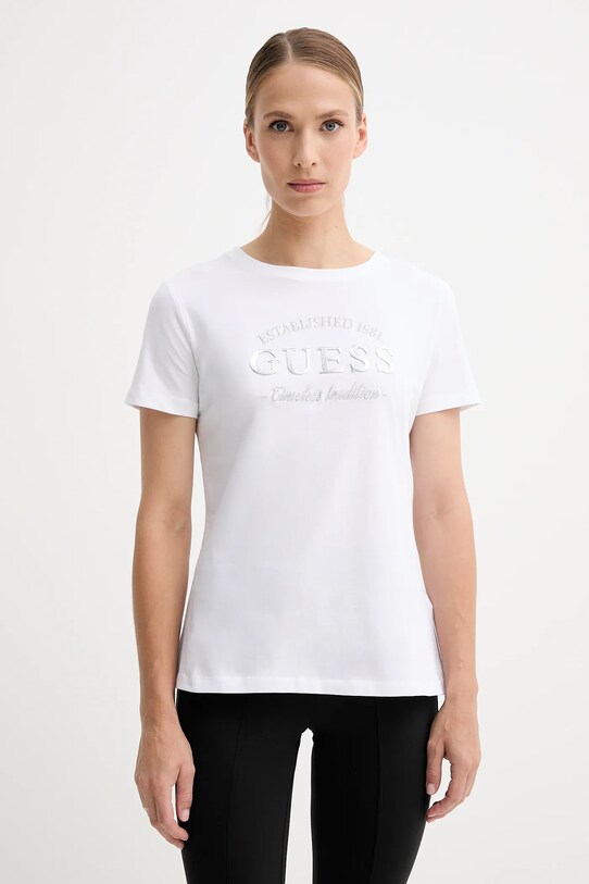 Guess t-shirt bawełniany NINA regular biały V5YI12.J1314