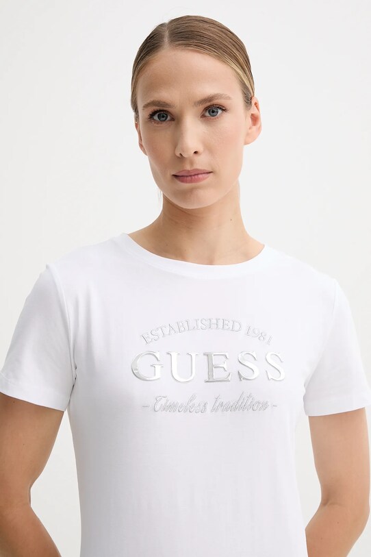 Guess t-shirt bawełniany NINA V5YI12.J1314 biały