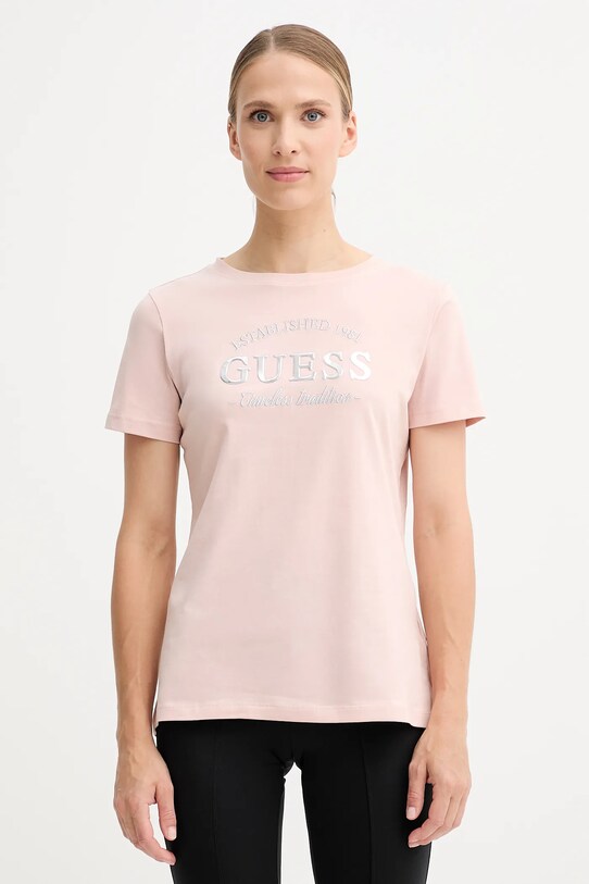 Guess t-shirt bawełniany NINA regular pomarańczowy V5YI12.J1314