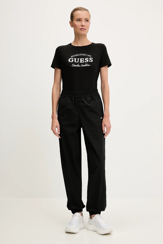 Бавовняна футболка Guess NINA V5YI12.J1314 чорний AW25