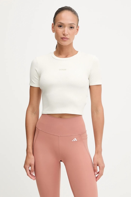 Guess t-shirt CARLA elasztánnal krém V5YP08.K8RT2