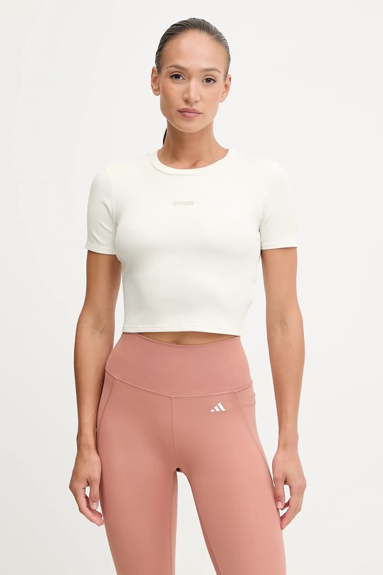 Guess t-shirt CARLA elasztánnal krém V5YP08.K8RT2