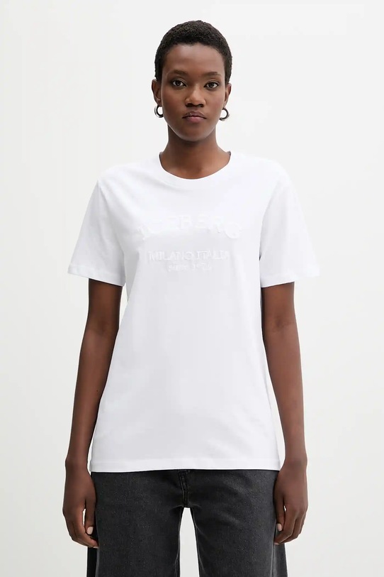 Iceberg t-shirt bawełniany regular biały F021.6327