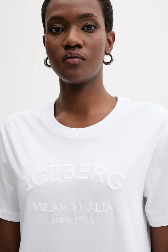 Iceberg t-shirt bawełniany biały F021.6327