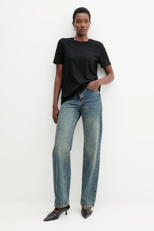 Iceberg tricou din bumbac F021.6327 negru AW25