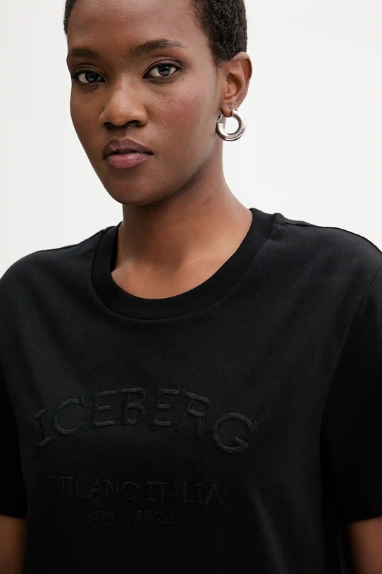 Iceberg tricou din bumbac negru F021.6327