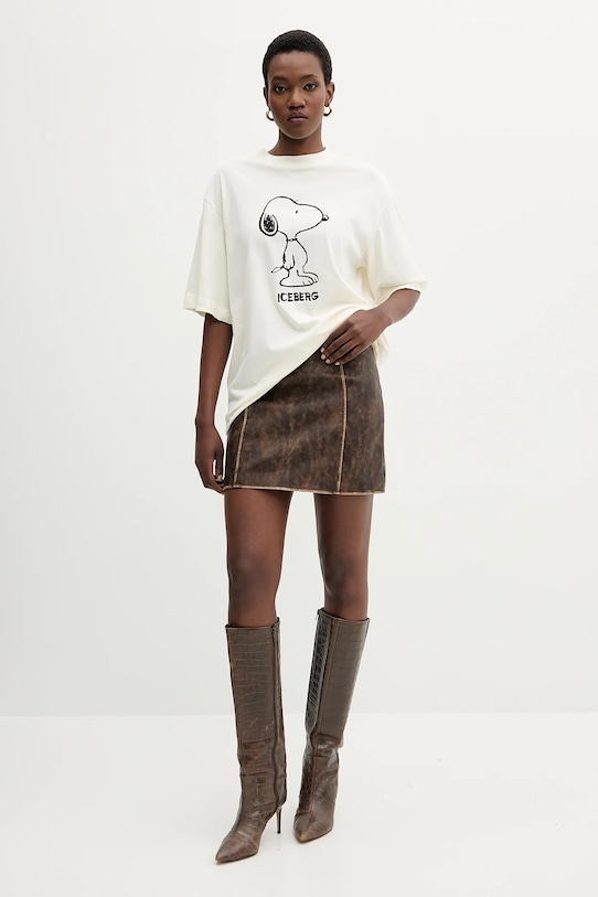 Iceberg tricou din bumbac F5B2.6325 bej AW25