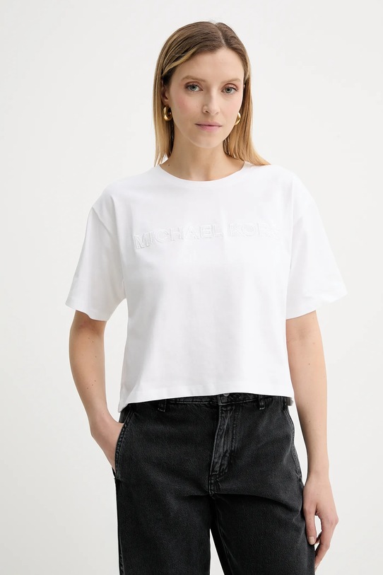 Памучна тениска MICHAEL Michael Kors щампа бял MT551VJ2ZU