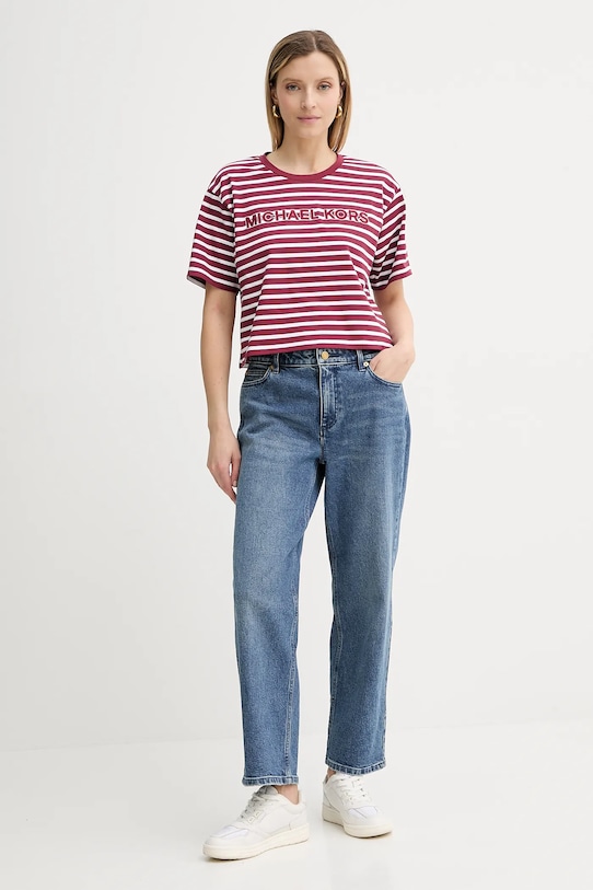 Bavlněné tričko MICHAEL Michael Kors MT551R9HM7 burgundské AW25